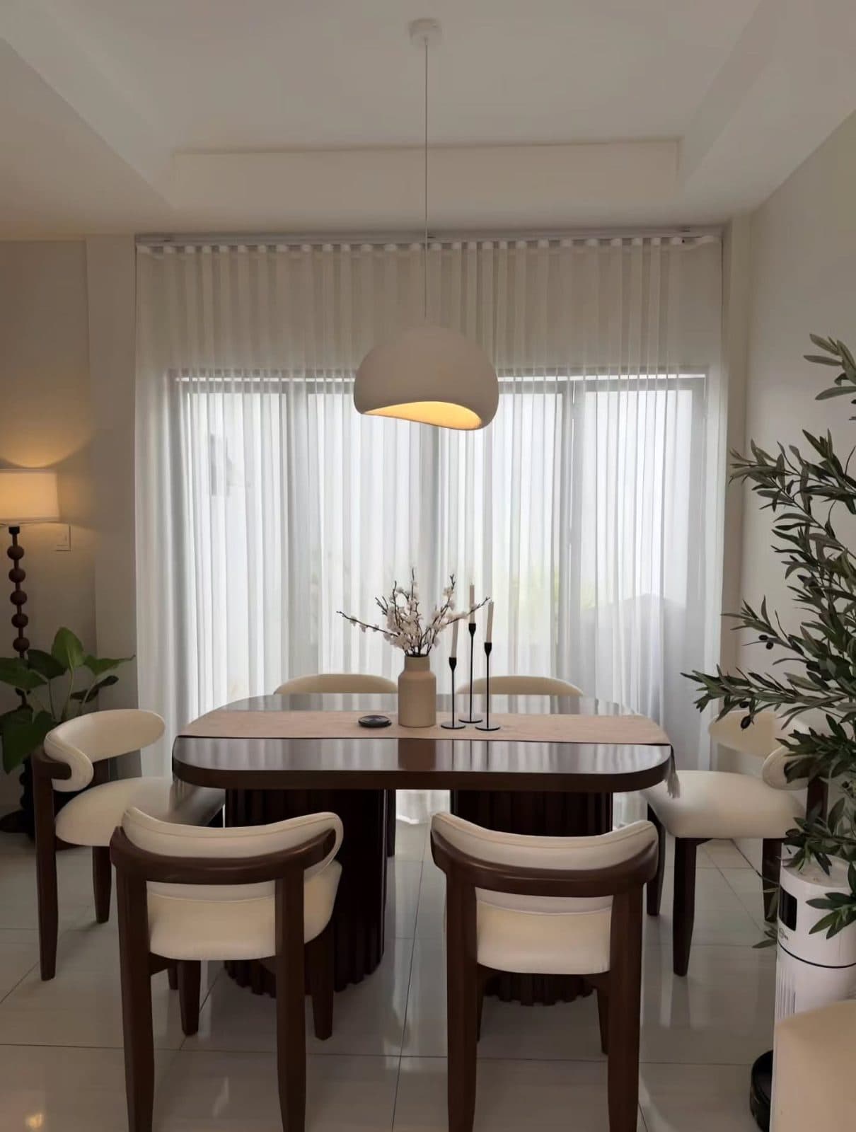 6 -Seater dining set- Dark Walnut & Cream